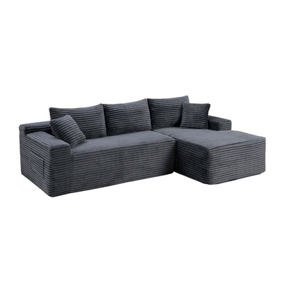 106.3" Cloud Modular Sectional Sofa Couch with L-Shape Chaise, Modern Minimalist Upholstered Couches for Living Room Bedroom, D