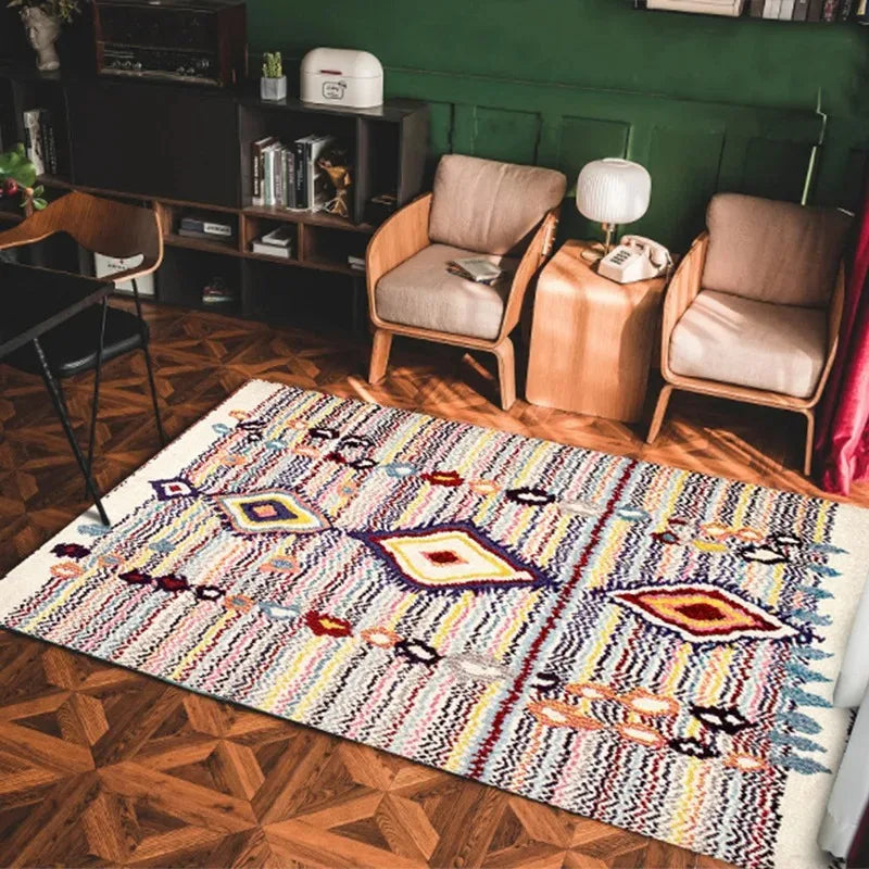 Bohemian Style Non-slip Rug Pastoral Persian Style Non-slip Doormat Suitable for Living Room Sofas and Bedroom Coffee Tables