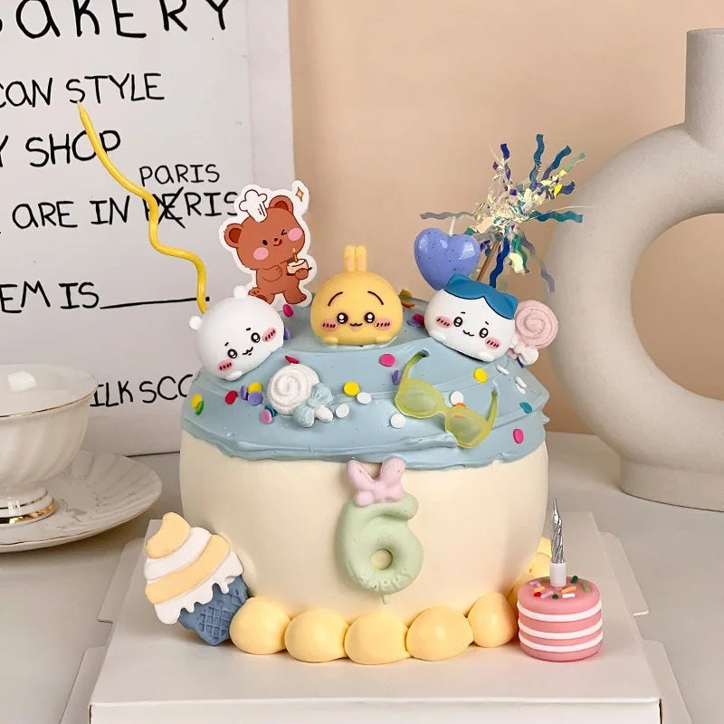 Chiikawa Anime Cake Toppers Set,Cute Kawaii Character Cupcake Picks Decorations for Kids Birthday Back to School Party
