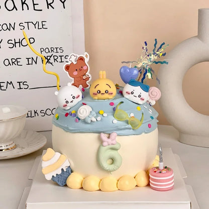 Chiikawa Anime Cake Toppers Set,Cute Kawaii Character Cupcake Picks Decorations for Kids Birthday Back to School Party