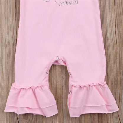 0-18months Baby Girls Romper with Headband Solid Pink Summer Short