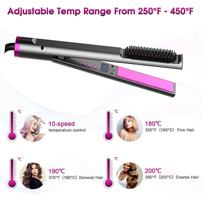 2 in 1 Hair Straightener Multifunctional Curling & Straightening Brush
