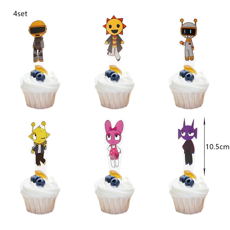Sprunki Birthday Party Decoration Incredibox Latex Aluminum Foil Balloon For Kids Event Supplies Banner Disposable Tableware