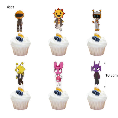 Sprunki Birthday Party Decoration Incredibox Latex Aluminum Foil Balloon For Kids Event Supplies Banner Disposable Tableware