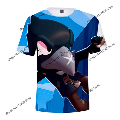 Kids' Game Character Graphic T-Shirt | Short Sleeves & Crew Neck | Casual Wear & Streetwear