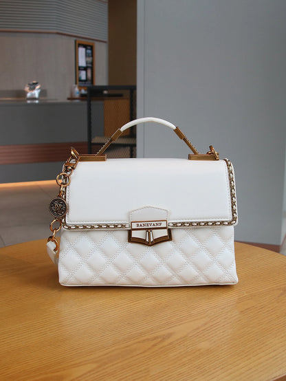 Luxury fashion elegant handbag retro rhombus design ladies shoulder bag advanced temperament bag heavy industry lock flip handba