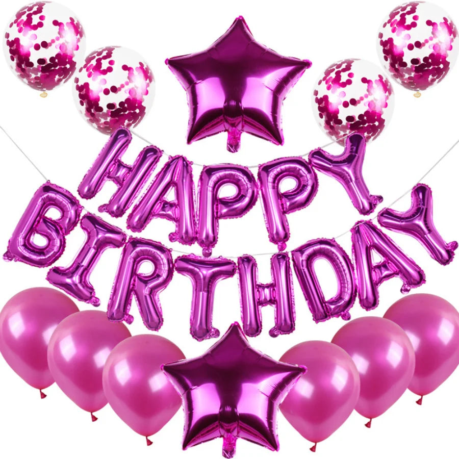 16inch Happy Birthday Decoration Balloons Pink Blue Letter Foil Ballons Set Birthday Party Decor Air Globos Balony Anniversaire
