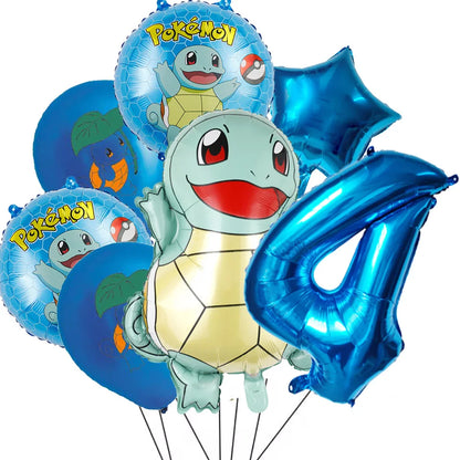 7Pcs/Set Pokemon Balloon Set Pikachu Charmander Cartoon Aluminum Foil Balloons Party Decoration Props Toy Anime Birthday Party