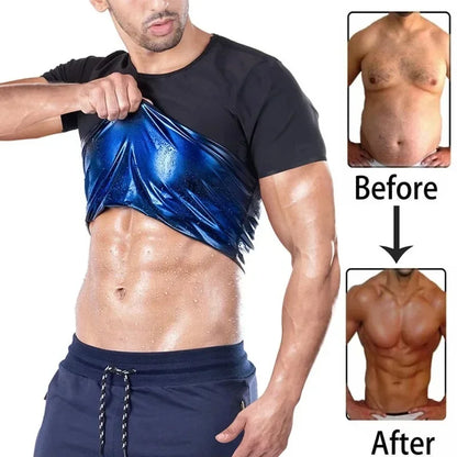 Men Sweat Sauna T-shirt Waist Trainer Suit Body Shapers Shapewear Corset Underwear Belly Control Fitness Fat Burn Tops