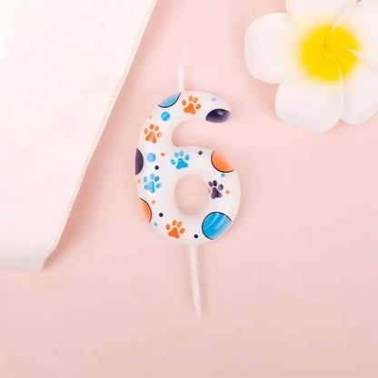 Cute Puppy Paw Print Number Birthday Cake Candle Kawaii Puppy Cake Candles Baking Individually Pack 3D Adorable Cake Decorations