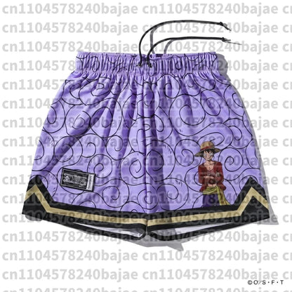 One Piece Monkey D Luffy Gear 5 Short Pants for Men Animal Pattern Beach Shorts Summer Hawaiian Board Shorts 2026 New