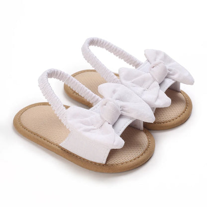 Baby Learning Walk Shoes, Breathable Summer Sandals with Bow & Embroidery, Soft Comfort Footwear for Newborn Infants 0-18M