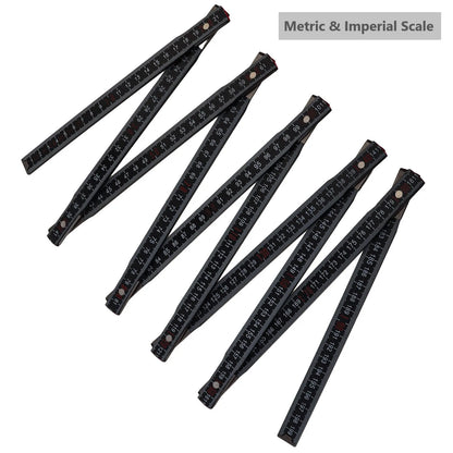 2M Metric & Imperial Scale Folding Wood Ruler Multifunctional Measuring Tools for Teaching / Drawing