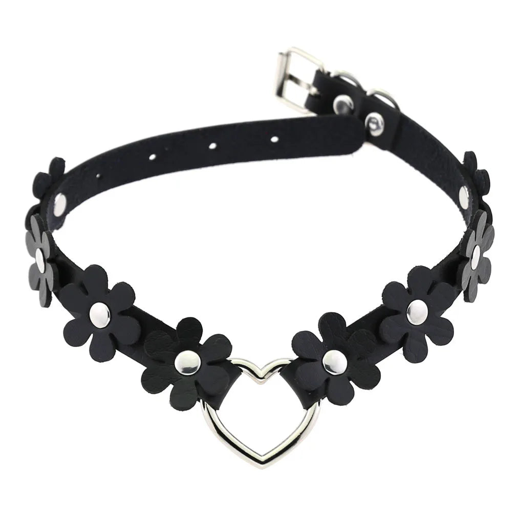 DIEZI Vintage Sweet Cool Hip Hop Rivet Choker Necklace Harajuku Gothic Club Black PU Leather Collar Torques Necklace Jewelry