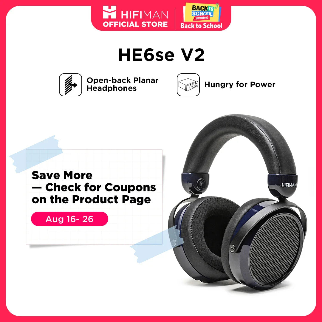 HIFIMAN HE6se Full-Size Over Ear Planar Magnetic Audiophile Headphones