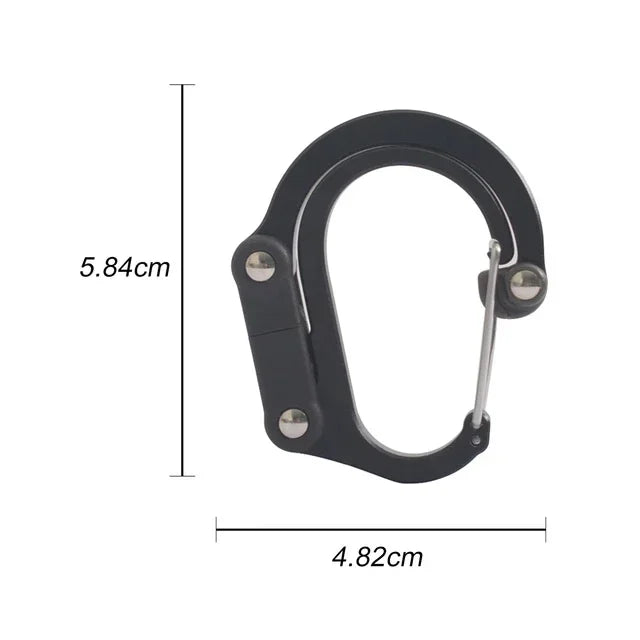 Multifunctional Aluminum Alloy Hybrid Gear D-Type Utility Hooks 360 Degree Rotatable Quick-Hanging Carabiner for Outdoor Camping