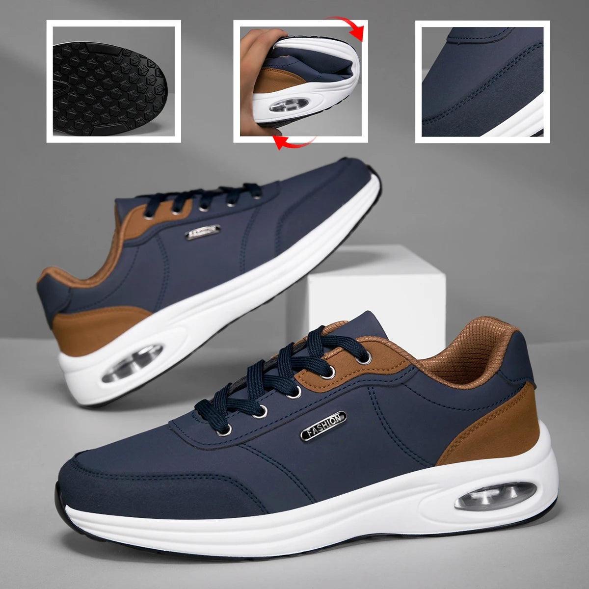 Men's Casual Sports Shoes Waterproof Walking Sports Shoes Casual Men's Leather Sports Shoes Non-slip Shoes Men's Tennis Shoes