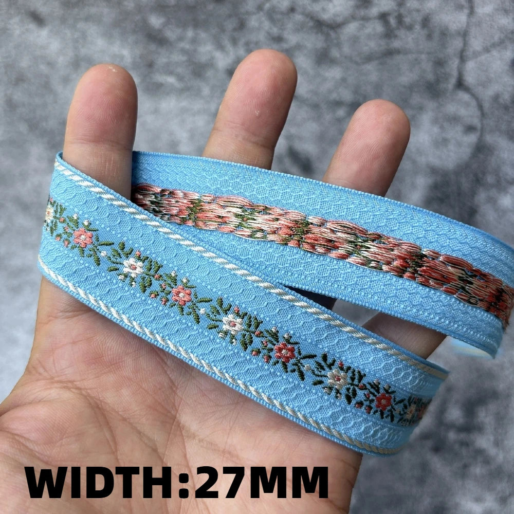 5 Yards 1~3CM Geometric Flower Designs Are Selling Well Embroidered Jacquard Ribbon Decorative Clothing Dog Chain Curtains