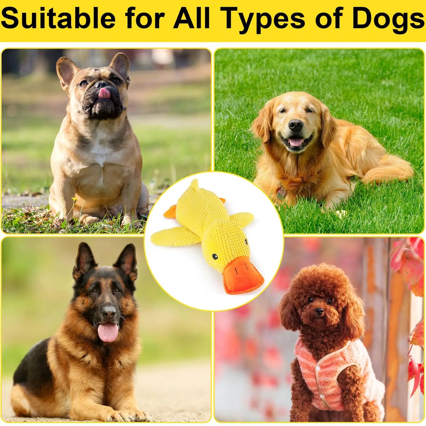 1/3pcs Yellow Duck Dog Toy Chew Resistant Interactive Pet Plush Toy with Quacking Sound For Aggressive Dog Grinding Teeth