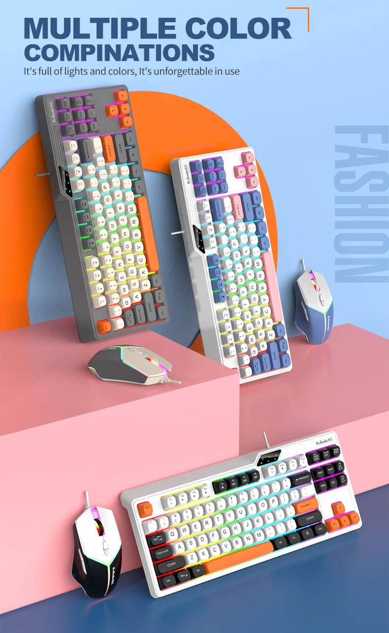 Wired Keyboard and Mouse Set，19-Key Rollover，Office/Gaming Compatible with Desktops and Laptops