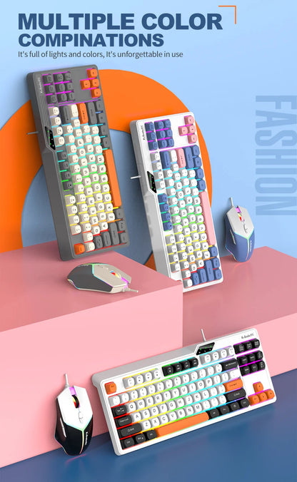 Wired Keyboard and Mouse Set，19-Key Rollover，Office/Gaming Compatible with Desktops and Laptops