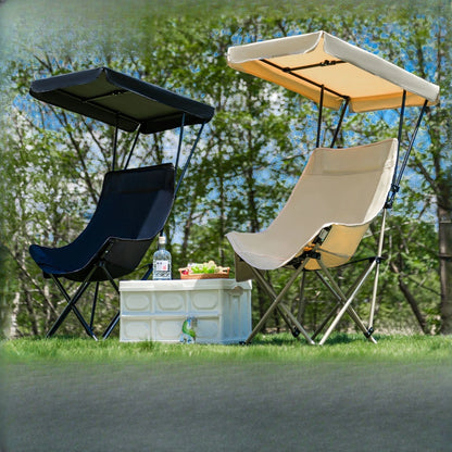 Outdoor Umbrella Folding Chair High-back Moon Chair Sunshade Canopy Portable Fishing Camping Beach Chair New Arrival 2026