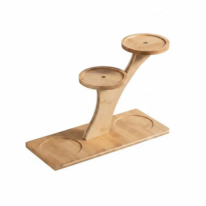 1pc Stable Bamboo Plant Stand Tree-Shaped Multi-Tier Flower Pot Holder Desktop Decor Flowerpot Tray Home Office