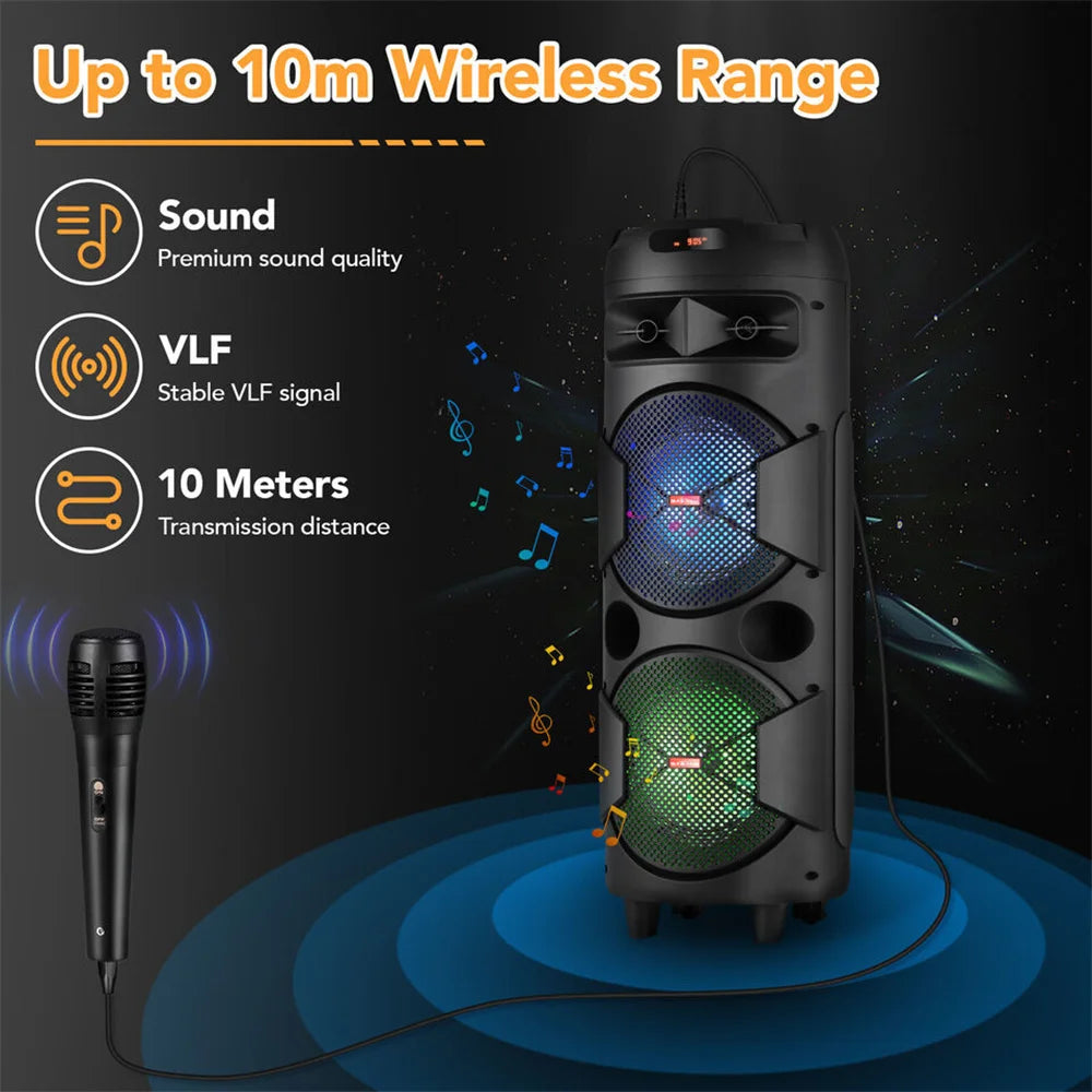 4000w Portable Bluetooth Speaker Dual 6.5" Woofer Sound System Party