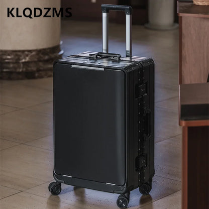 KLQDZMS 20 Inch Portable Front Opening Suitcase With Large Capacity 24 Inch Business Trip Travel Cabin Rolling Luggage Bag