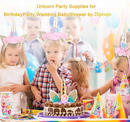 Unicorn Cake Topper Handmade Party Cake DIY Decoration Supplies with Eyelashes Gold Horn for Birthday Party Baby Shower Wedding