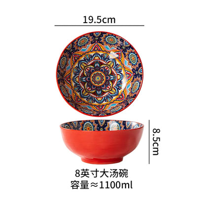 Ceramic Tableware Set Rice Bowl Serving Plate Creative Cutlery Soup Plate Noodle Handle Bowl Sauce Dish Steak Salad Fruit Plate