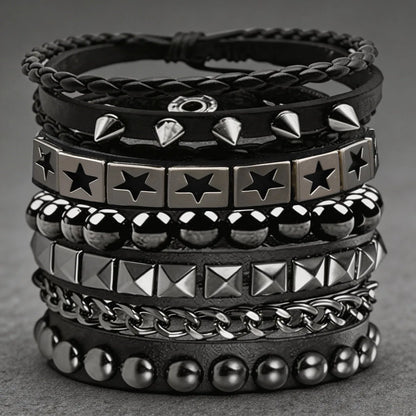 4pcs/set Gothic Punk Rock Square Rivet Bracelet Daily and Party Gothic