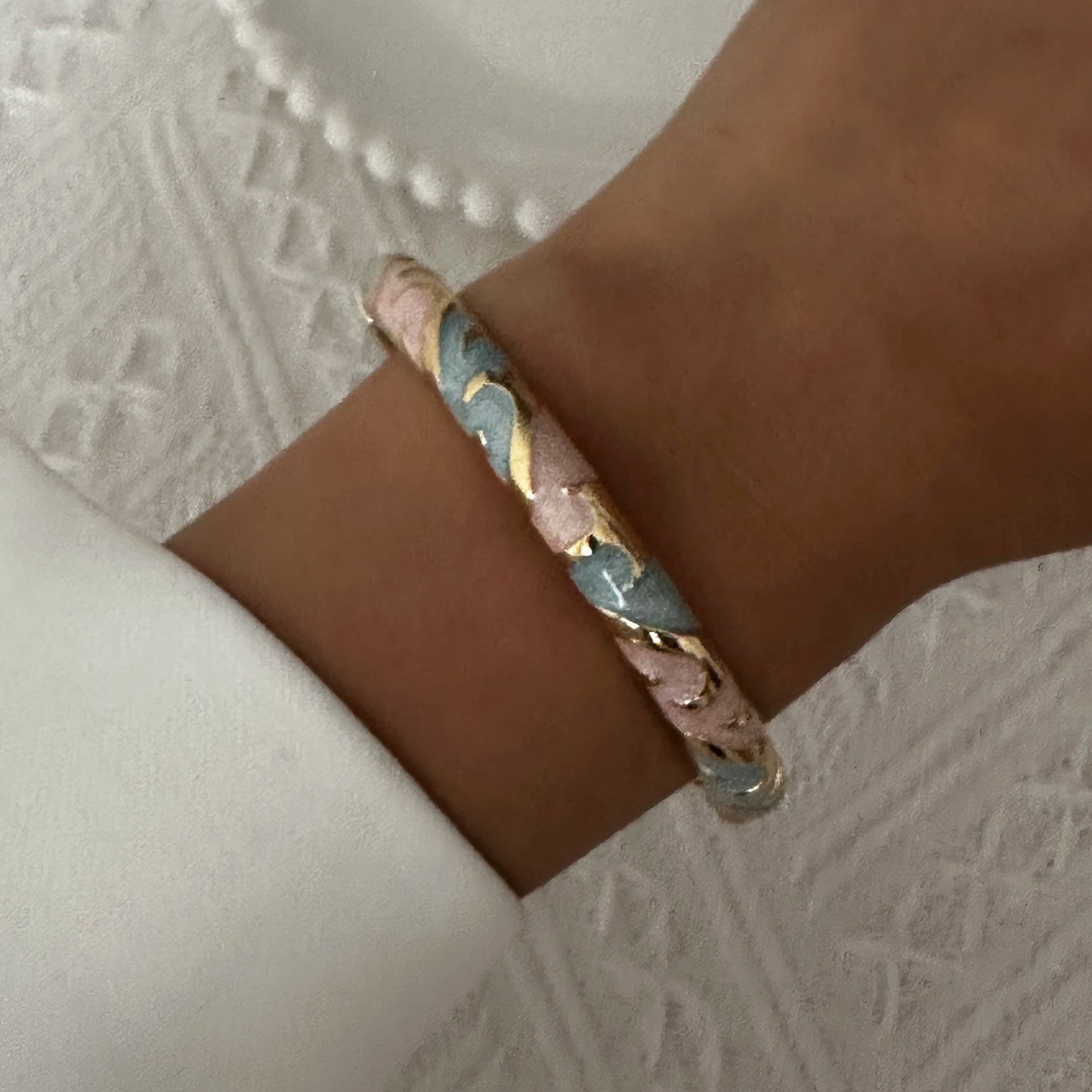 Elegant Enamel Dropped Glaze Flower Texture Bracelet For Women Retro Gold Plated Evil Eye Floral Zircon Bangle Party Jewelry