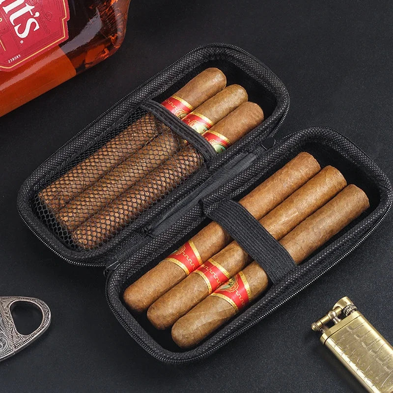 1pc Portable Cigar Travel Case EVA Lightweight Cigar Holder Bag Zipper Carrying Case for Cigar Accessories Cool Gadget