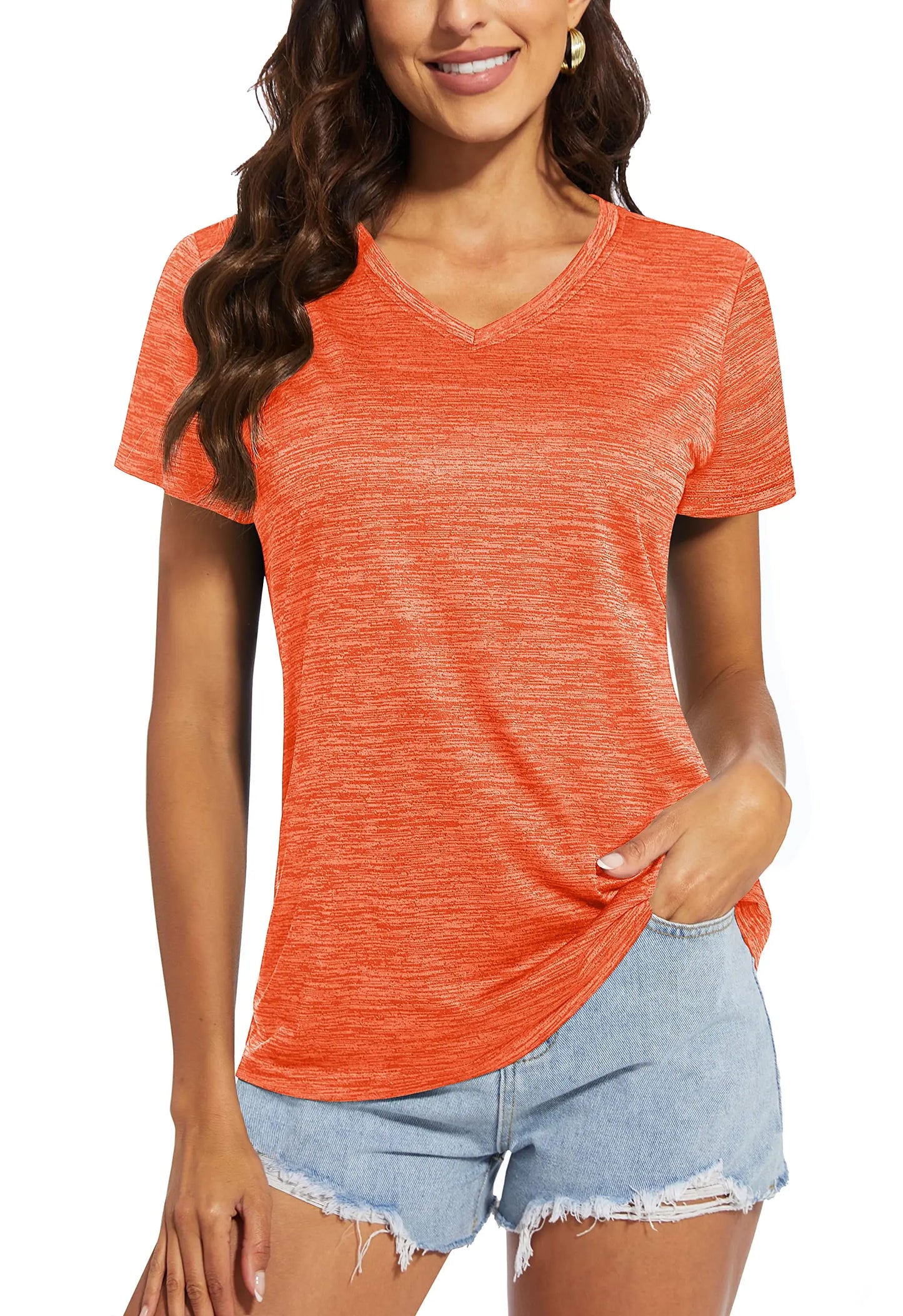 TACVASEN Summer Quick Dry V-Neck T-shirts Womens Short Sleeve Workout T-shirts Athletic Pullover Tops Lightweight Casual Sport T