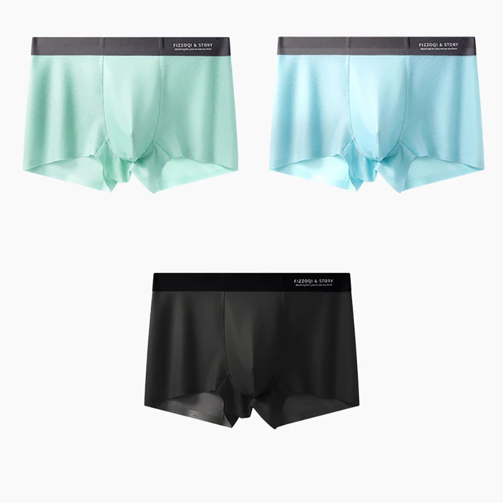 1/3PCS Ultra-thin Ice Silk Quick-dry Underwear Man Smooth Seamless Men's Panties Breathable Antibacterial 3D Silk Crotch Boxers