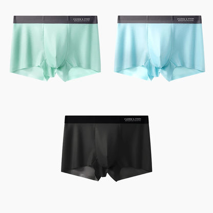 1/3PCS Ultra-thin Ice Silk Quick-dry Underwear Man Smooth Seamless Men's Panties Breathable Antibacterial 3D Silk Crotch Boxers