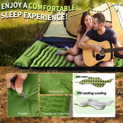 Outdoor Camping Inflatable Mattress Sleeping Pad With Pillows Ultralight Air Mat Built In Inflator Pump Hiking