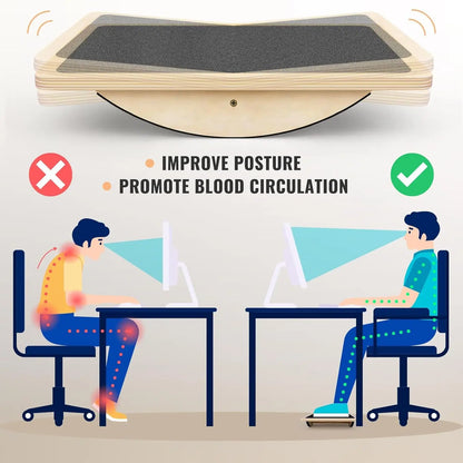 350LBS Anti-Slip Balance Board Professional Wooden Wobble Board for Adults Physical Therapy Standing Desk Core Strength Training