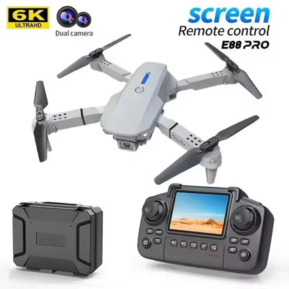 2026 E88 Drone 8K 5G HD Dual Camera Aerial Photography Remote Control Screen Display Control Aircraft Quadcopter Adulthood Toy