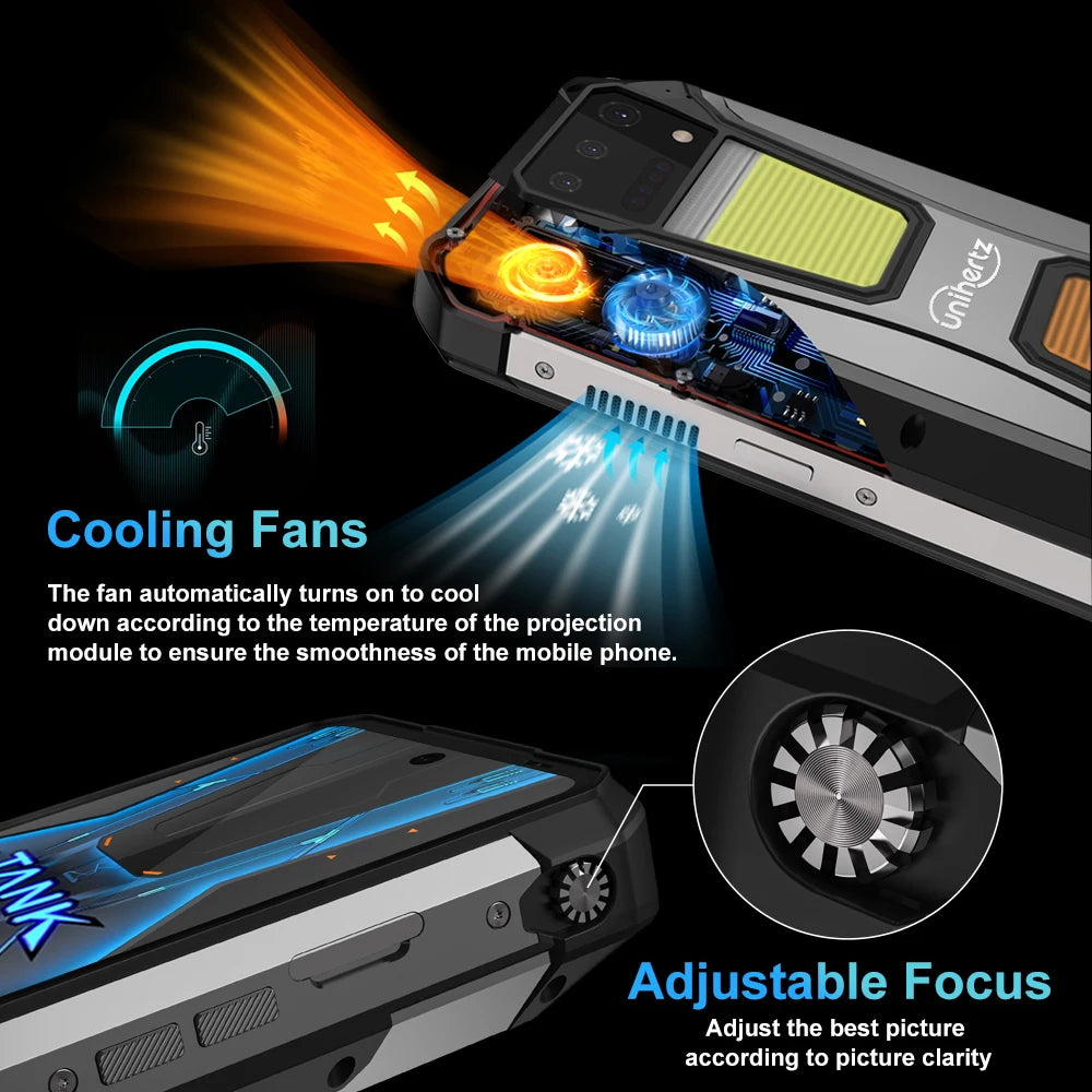 Unihertz tank 2 Pro 8849 rugged phone with projector, 100MP camera, 24GB 512GB, Android 14, 100MP, NFC, Helio G99, 23800mAh , 4G