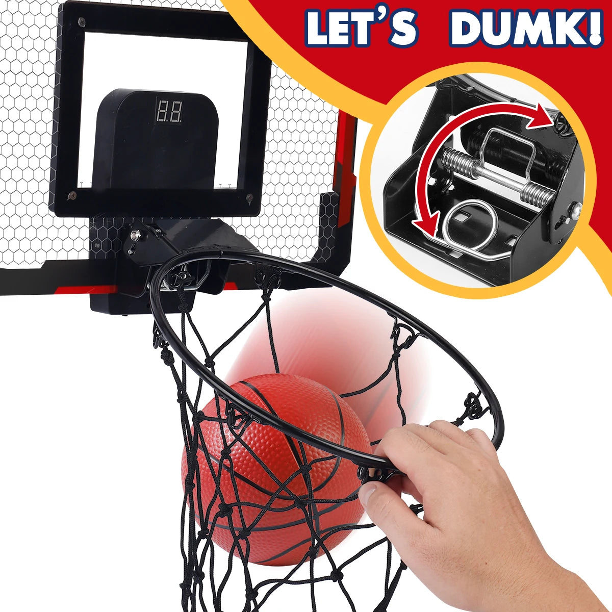 Indoor Kids Basketball Hoop, Dunkable Mini Basketball Hoop Over-the-Door, Teen Gift Toy, Halloween/Christmas/Thanksgiving gifts