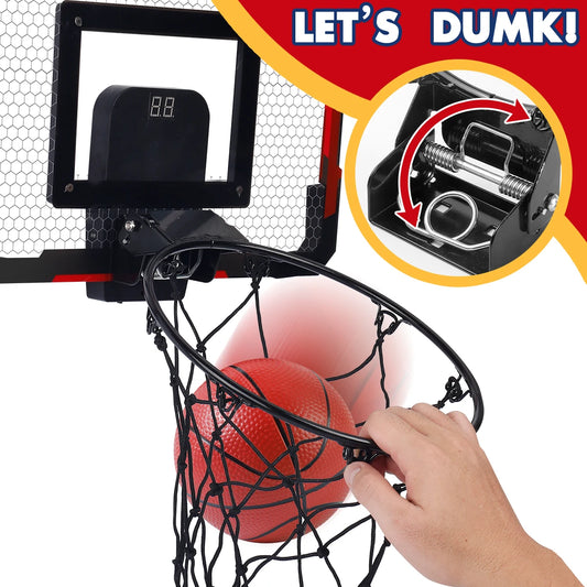 Indoor Kids Basketball Hoop, Dunkable Mini Basketball Hoop Over-the-Door, Teen Gift Toy, Halloween/Christmas/Thanksgiving gifts