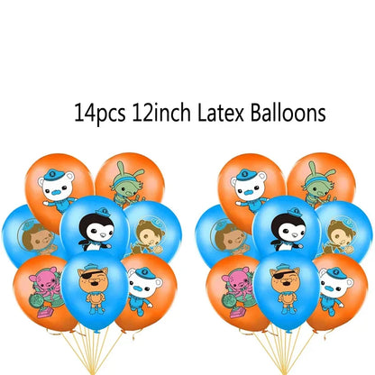 The Octonautsed Party Decoration Bear Cat Penguin Latex Ballons Captain Sea Animal Foil Balloons Happy Birthday Banner Kids Toy