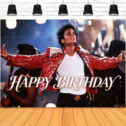 Michael Jacksons Birthday Party Decorations Fans Party Supplies Cake Topper Balloons Background Photo Studio Photography Props