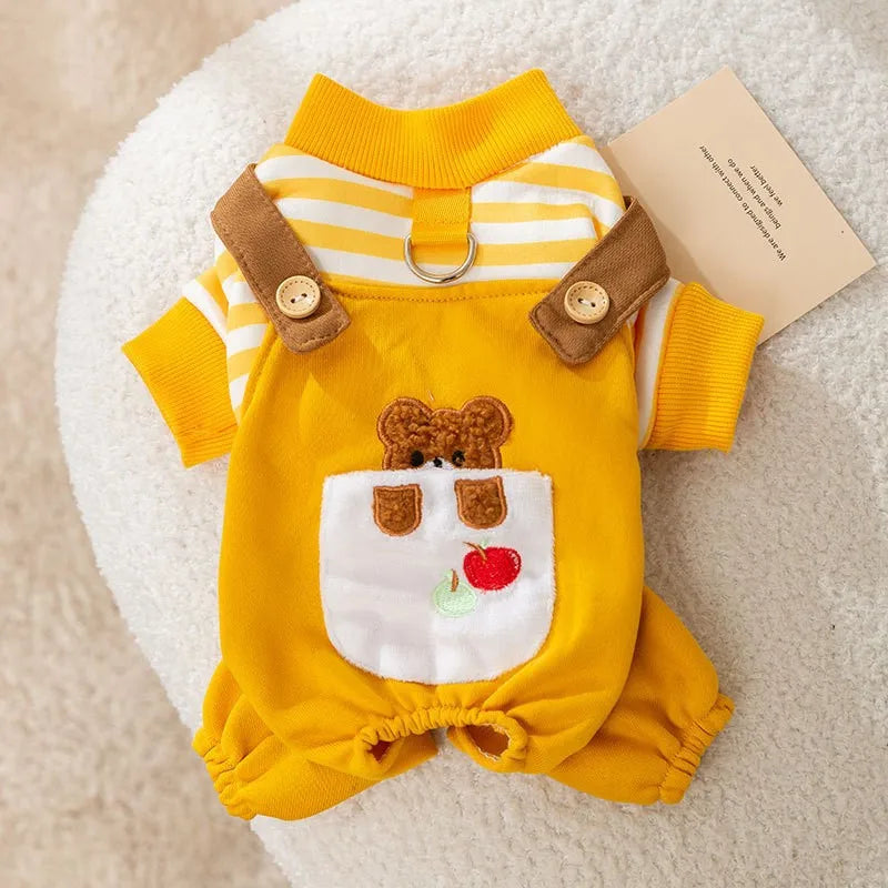 Striped Dog Romper Jumpsuit | Luxury Puppy Costume Sweatshirt | Chihuahua & French Bulldog Outfit
