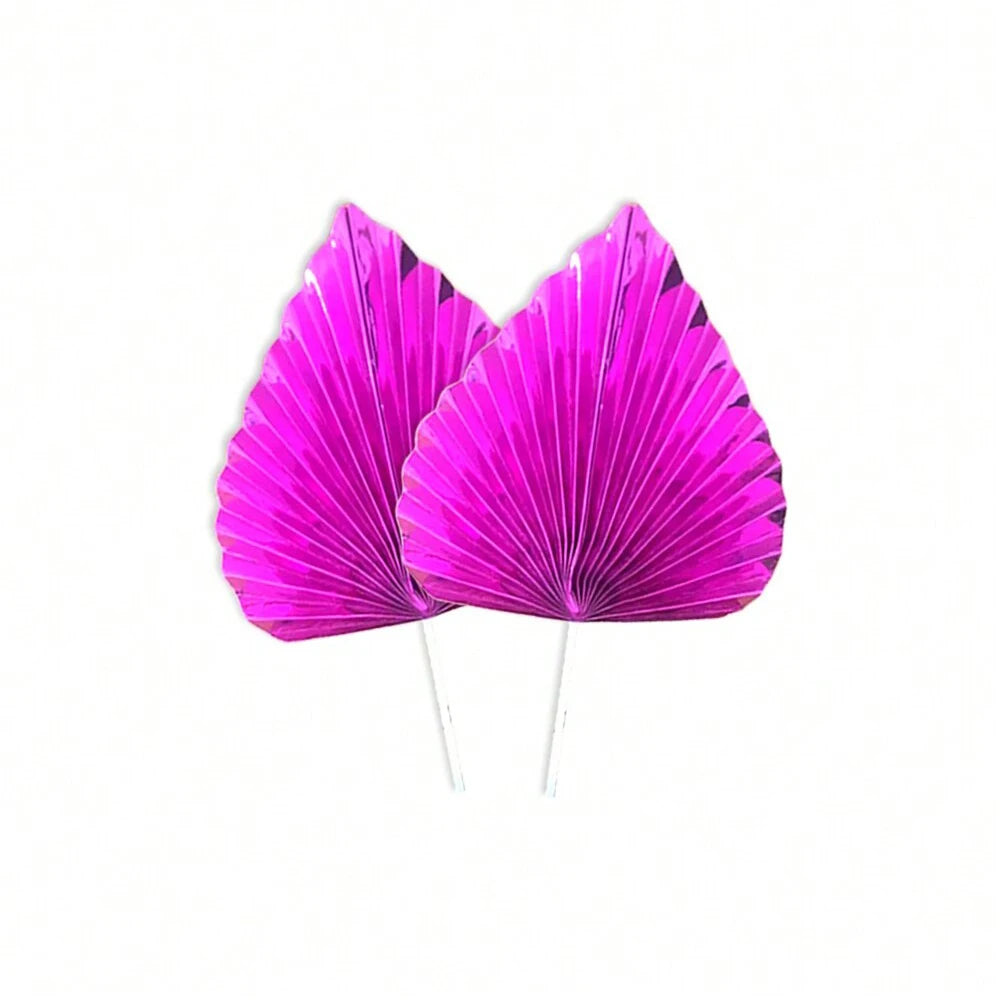 2PCS Happy Birthday Cake Toppers Glittery Palm Spear Gold Silver Folding Fan DIY Kids Party Cake Topper Wedding Decoration