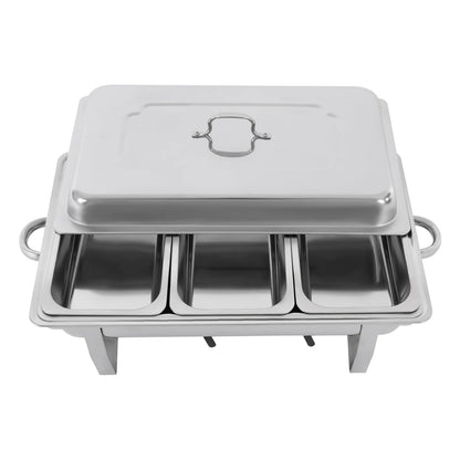 Chafing Dish Buffet Set,Gatherings Self-service Stove Food Plates,410 Stainless Steel Buffet Dishes Set,with 3 Food Compartments