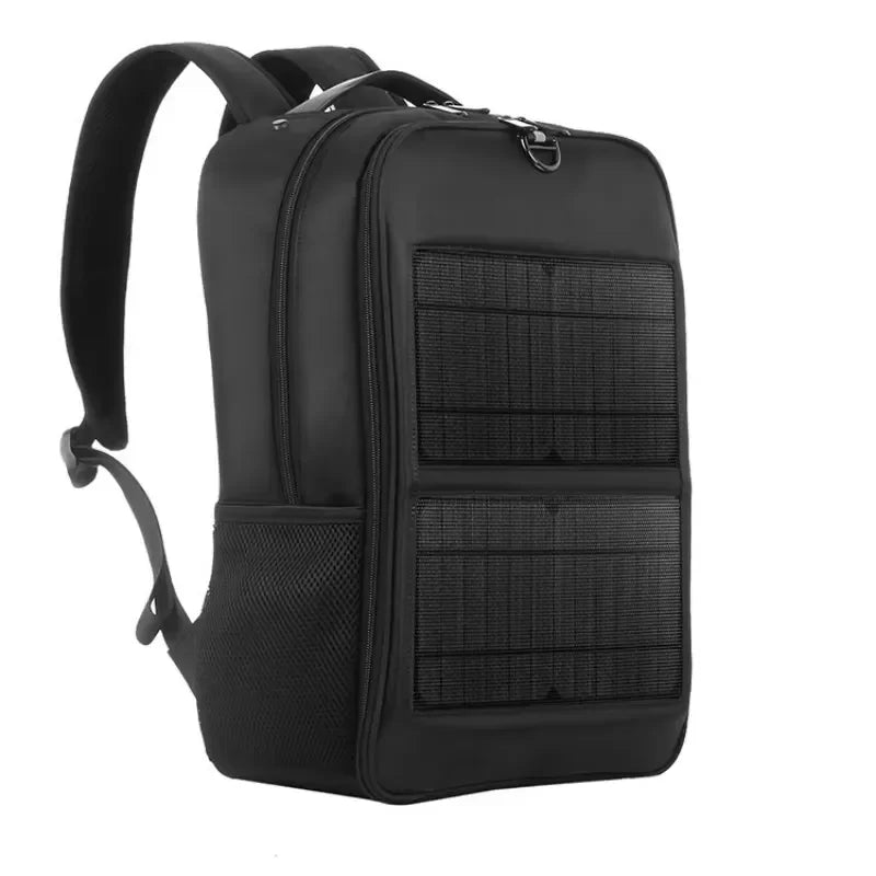Large Capacity Waterproof Nylon Backpack with Solar Panel Power Supply USB Charging Port for Hiking Travel Outdoor Adventure