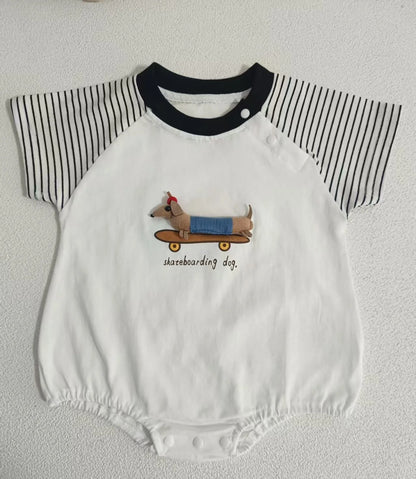 New Summer Newborn Baby Cotton Bodysuit Striped Short Sleeves Onesie 0-2Y Infant Cartoon Baby Boys Girls Jumpsuit